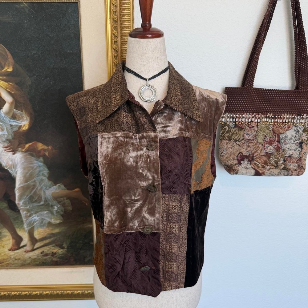 Vintage Whimsi Fairy Velvet Patchwork Vest
